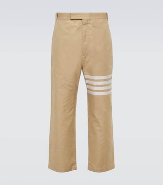 4-Bar cropped cotton straight pants