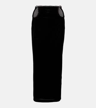 Cutout jersey midi skirt