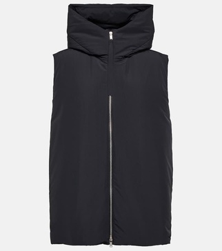 Oversized hooded down vest 