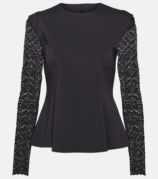 x Simkhai Intricate Sheer jersey top