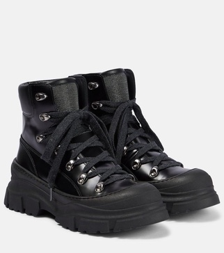 Leather combat boots