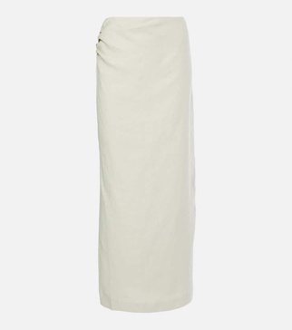 Iris asymmetric linen midi skirt