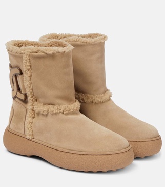 Suede and shearling ankle boots 