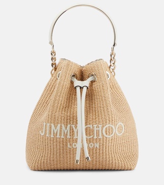 Bon Bon Small raffia bucket bag