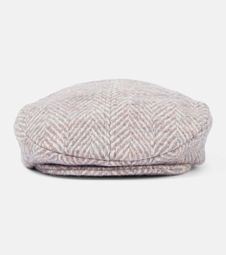 Herringbone wool-blend cap