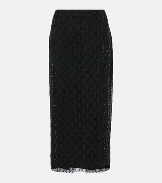 GG crystal-embellished tulle midi skirt