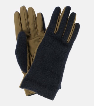 Shearling-trimmed technical gloves