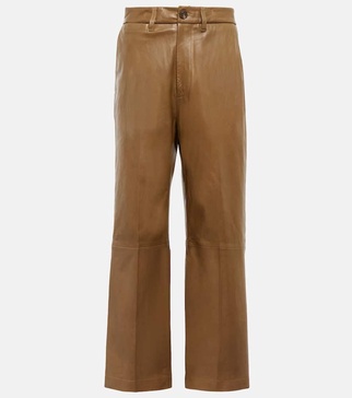 High-rise wide-leg leather pants