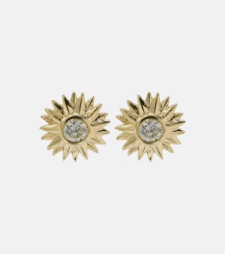 Sunburst 14kt gold earrings with diamonds