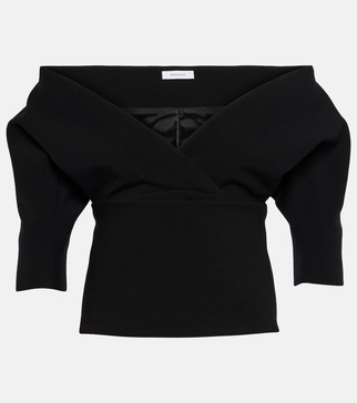 Wool-blend gabardine top