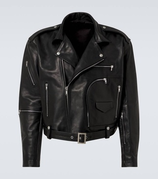 Cropped leather jacket