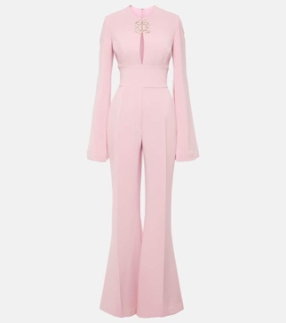 Embellished flared cady jumpsuit