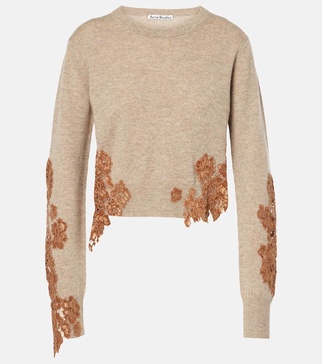 Lace-trimmed wool sweater