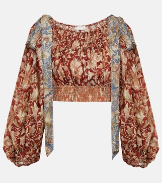 Chintz floral silk crop top