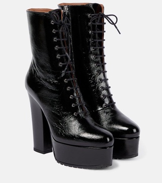 Leather platform ankle boots