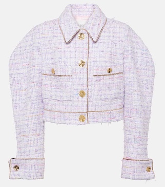 Cropped cotton-blend tweed jacket