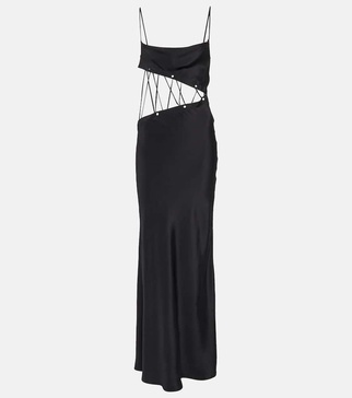 Cutout silk faille maxi dress