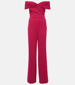 Gathered cady wide-leg jumpsuit