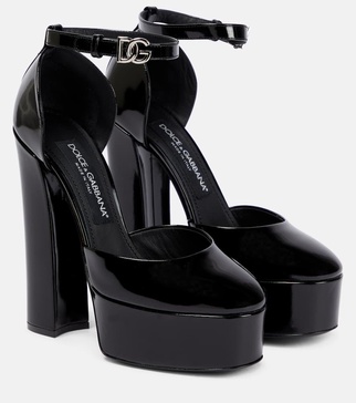 Patent leather platform pumps