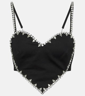 Heart crystal-embellished crop top