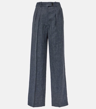 Pinstripe high-rise straight pants