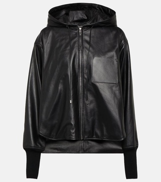 Hooded leather jacket