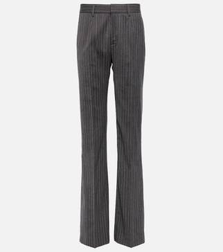 Pinstriped high-rise straight pants