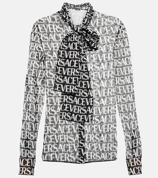 Logo-print silk shirt