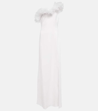 Tulle-trimmed asymmetric gown