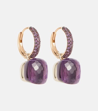 Nudo Classic 18kt rose and white gold earrings with amethysts and jades