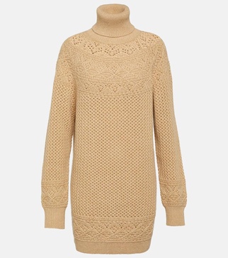 Crochet cashmere turtleneck sweater