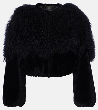 Cropped shearling blouson