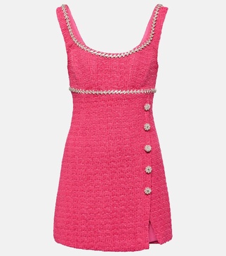 crystal-embellished bouclé mini dress