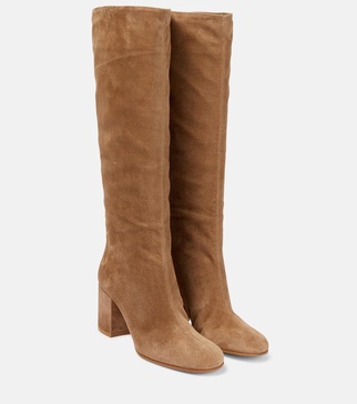 Suede leather knee-high boots