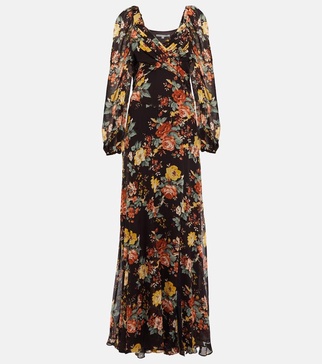 Avani floral printed silk maxi dress