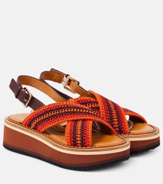 Faden leather-trimmed crochet sandals