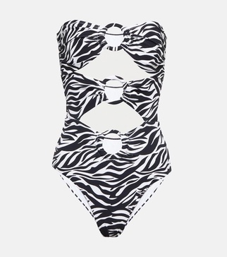 Anya zebra-print cutout swimsuit