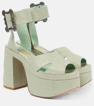 Olde London croc-effect leather platform sandals