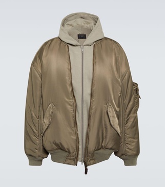 Hooded nylon bomber jacket