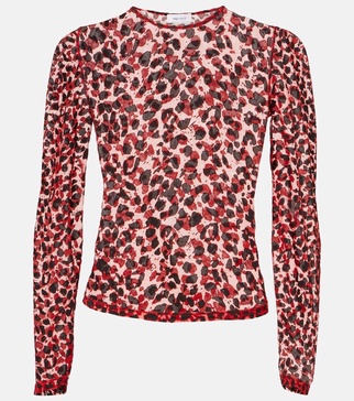 Leopard-print mesh top