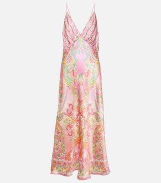 Printed silk slip dress