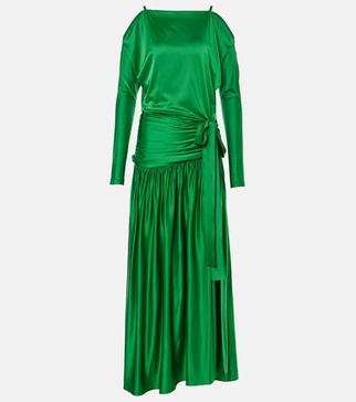 Gathered satin gown