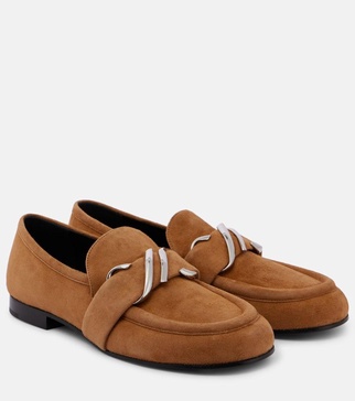 Monogram suede loafers