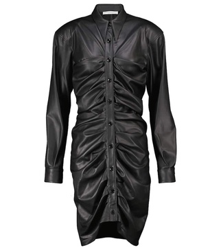 Ruched faux leather minidress