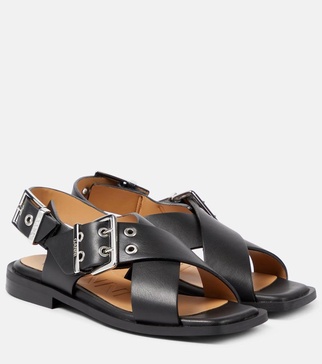 Faux leather Mary Jane sandals