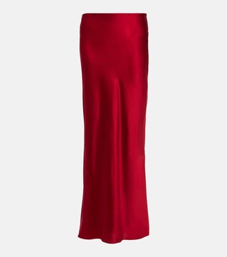 Silk satin maxi skirt