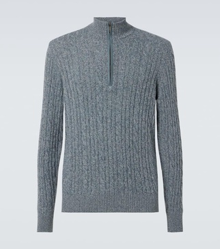 Treccia cashmere half-zip sweater