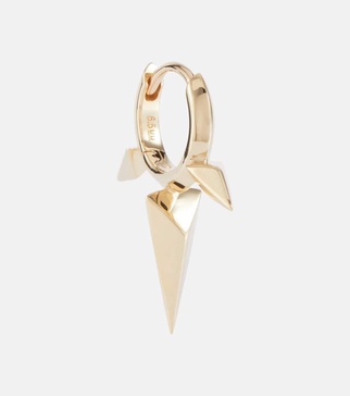 Faceted Triple Long Spike 18kt gold single hoop earring