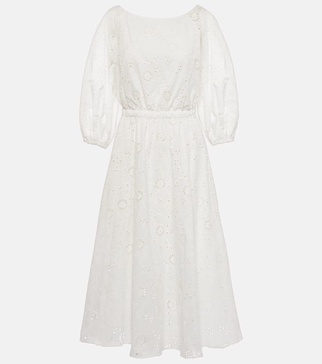 Openwork embroidered cotton midi dress