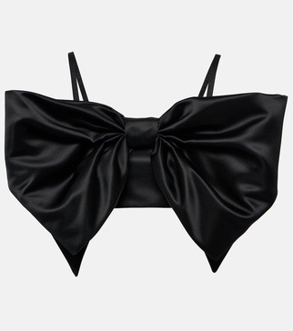 Duchess bow-detail satin bralette